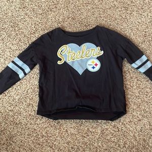 NFL Pittsburg Steelers Black Glitter Girls Baseball Tshirt Small